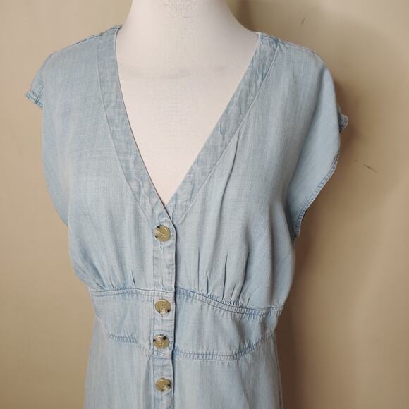 LOFT Blue Chambray Buttoned Sundress Sleeveless Mini - Picture 5 of 12